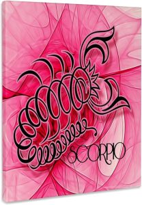 3dRose, Lady Scorpio in Pink and Black Swirls Zodiac Collection, Museum Grade Canvas Wrap 11x14 - Scorpio Canvas for men