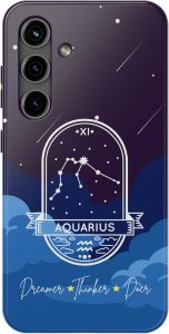 Aquarius Dreamer, Thinker, doer Blue Black Tough Phone Case Compatible with iPhone. Girly Zodiac Design. Gift for Aquarius - Aquarius Phone Case for men