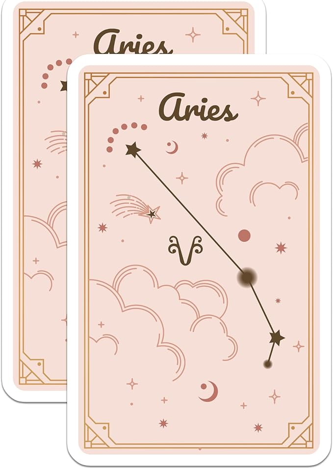 (2 Pack) Aries Star Sign Stickers - Zodiac Astrology - Constellation Art - 5" On Longest Side - Sticks to Smooth Flat Surfaces - Made in USA - BMCS9620 - Aries Sticker for men