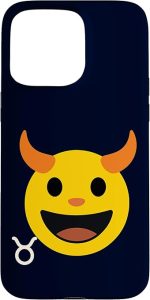 Cute Taurus Zodiac Sign Emoticon Face Astrology Birthday Case for iPhone 15 Pro Max - Taurus Phone Case for men
