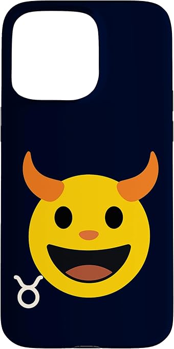 Cute Taurus Zodiac Sign Emoticon Face Astrology Birthday Case for iPhone 15 Pro Max - Taurus Phone Case for men