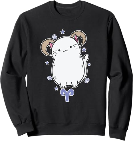 Cat Aries Zodiac Sign Sweatshirt - Aries Sweatshirt for men