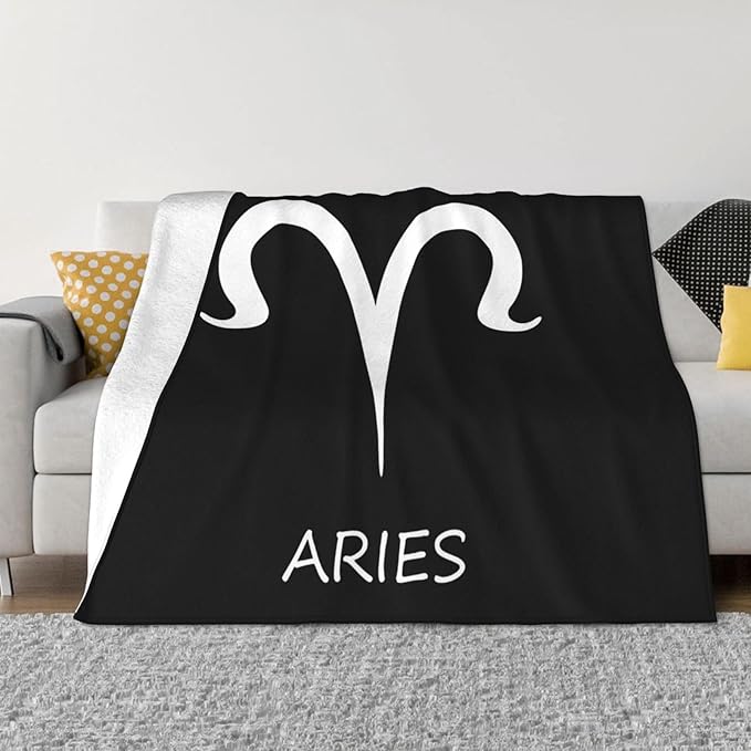 Aries Sign Blankets Super Soft Flannel Cozy Blanket, for Couch Travel Bed 60"x50" - Aries Blanket for men