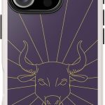 Taurus Minimalistic Girly Tough Phone Case Compatible with iPhone. Purple and Pink Zodiac Design. Gift for Taurus - Taurus Phone Case for men