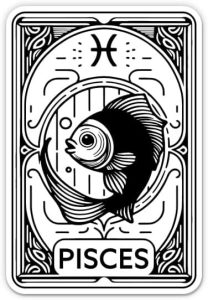 Pisces Tarot Horoscope Zodiac Sign Sticker - for Car Wall Large Size - Astrology Decal - Waterproof Vinyl - 12" - Pisces Car Accessories for men