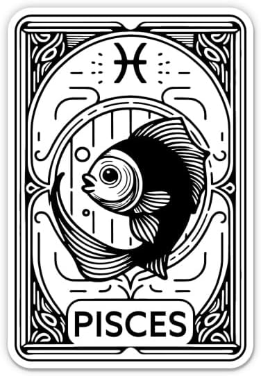 Pisces Tarot Horoscope Zodiac Sign Sticker - for Car Wall Large Size - Astrology Decal - Waterproof Vinyl - 12" - Pisces Car Accessories for men