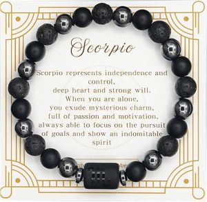 Zodiac Sign Bracelet for Men & Women – Matte Lava Hematite Stone Beads, 12 Constellation Lucky Charm Jewelry for Positive Energy & Protection Against Bad Luck - Scorpio Products for men