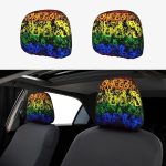 Rainbow LGBTQ Pride Art Universal Car Headrest Covers 2 Pack Anti-Slip Cars Seat Protector Decor Car Accessories for SUV Trucks - Aquarius Car Seat Cover for men