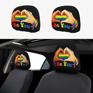 LGBT Pride Rainbow Be You Universal Car Headrest Covers 2 Pack Anti-Slip Cars Seat Protector Decor Car Accessories for SUV Trucks - Aquarius Car Seat Cover for men