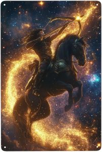 Starry Sagittarius Tin sign,Metal signs art wall decor,Exquisite artistic plaque poster,for club,man cave,living room,bar,cafe,Indoor accessories gifts for family friends,8x12 inch - Sagittarius Home Decor for men