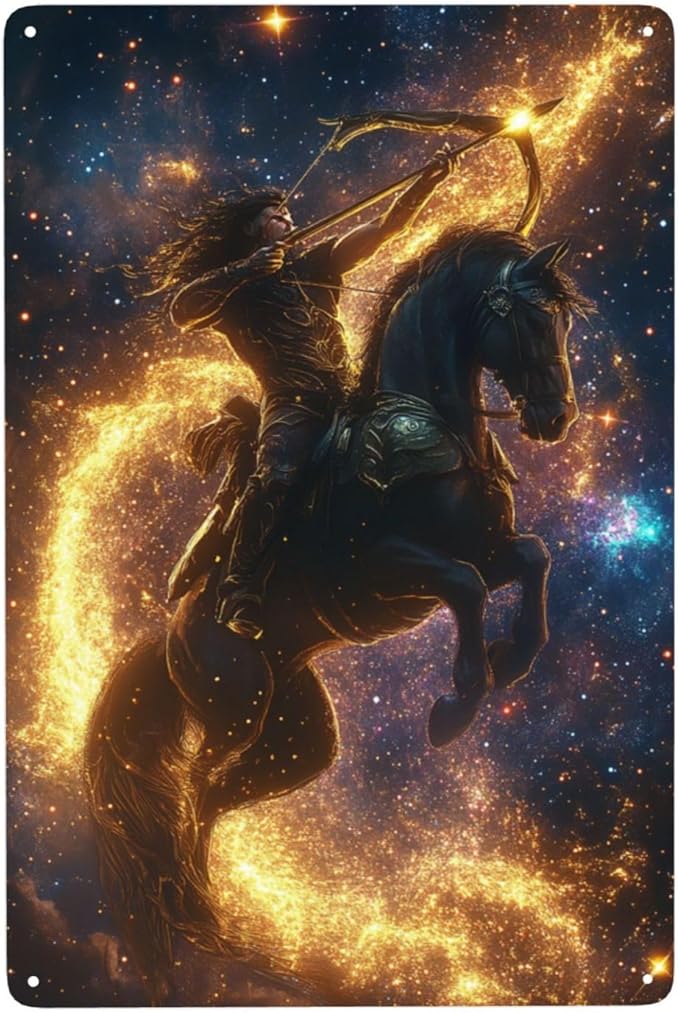 Starry Sagittarius Tin sign,Metal signs art wall decor,Exquisite artistic plaque poster,for club,man cave,living room,bar,cafe,Indoor accessories gifts for family friends,8x12 inch - Sagittarius Home Decor for men