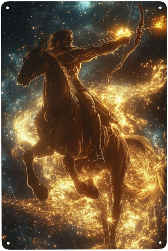 Fantasy Sagittarius Metal tin sign,Unique artistic plaque poster wall art decor,for living room,cafe,Yard,Patio,Bedroom,pub,club,Decorative Gift for constellations Lovers,8x12 inch - Sagittarius Home Decor for men