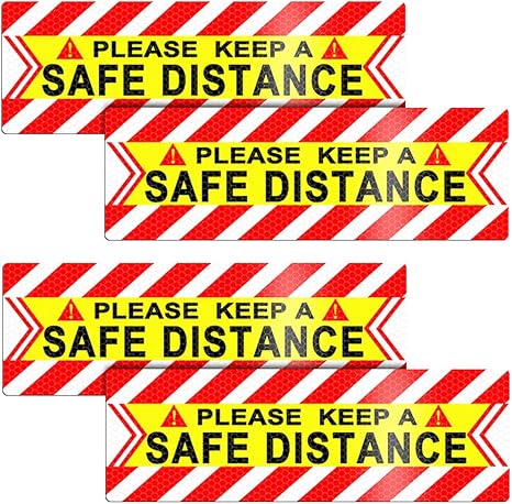Car Reflective Magnet Decals, 4PCS Magnetic Keep a Safe Distance Safety Warning Signs Sticker for Auto Bumper Window, Vehicle Exterior Decoration, Universal for SUV Sedan Truck - Aries Sticker for men