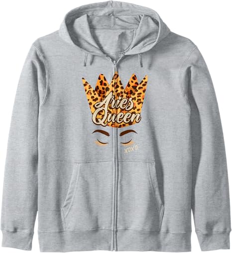 Aries Queen Horoscope Astrological Sign Leopard Birthday Zip Hoodie - Aries Hoodie for men