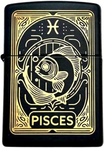 Zippo Lighter - Personalized Custom Message Engraved on Backside Zodiac, Horoscope Signs (Pisces) - Pisces for men