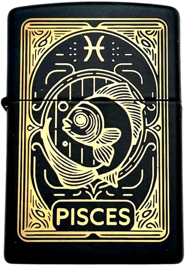 Zippo Lighter - Personalized Custom Message Engraved on Backside Zodiac, Horoscope Signs (Pisces) - Pisces for men