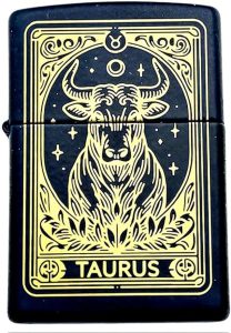 Zippo Lighter - Personalized Custom Message Engraved on Backside Zodiac, Horoscope Signs (Taurus) - Taurus for men