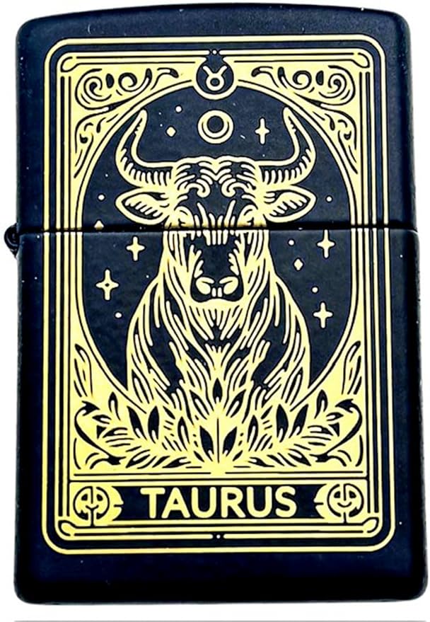 Zippo Lighter - Personalized Custom Message Engraved on Backside Zodiac, Horoscope Signs (Taurus) - Taurus for men