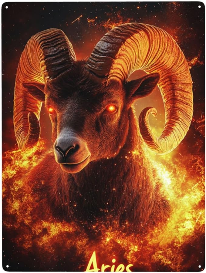 Metal signs Fantastic Aries,Tin sign art wall decor poster,for Bedroom,man cave,cafe,living room,office,Exquisite artistic plaque,Indoor Decoration for Astrology Lovers,6X8 inch - Aries Poster for men