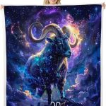 Twelve Constellations Zodiac Flannel Blanket,Aries Fleece Blanket for Room Decor,Galaxy Nebula Star Starry Sky Throw Blankets for Sofa Couch,Throw 50"x60" - Aries Blanket for men