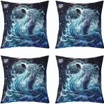 Aquarius Pillow Cover,Twelve Constellations Zodiac Double Sides Print Pillowcase Soft Square 18"x18" Cushion Case,Trippy Astrology Throw Pillow Cover Pack of 4 for Decoration - Aquarius Pillow for men