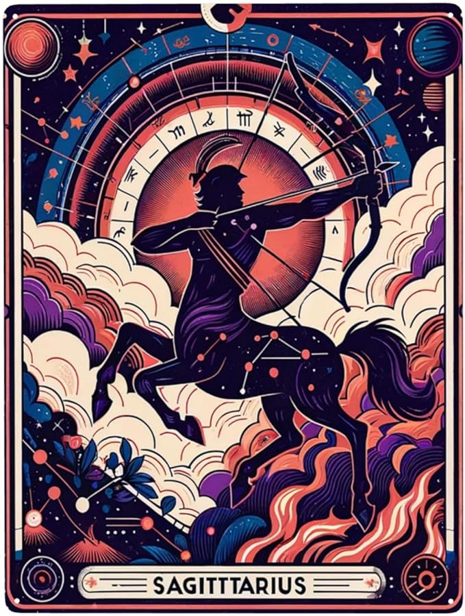 Sagittarius constellations Tin sign,Metal signs art wall decor,Indoor Decorations Tinplate plaque,Practical decorative poster,Perfect for Astrology Enthusiasts & Home Display,6X8 inch - Sagittarius Home Decor for men