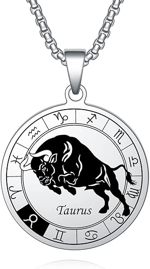 Necklaces 12 Constellation Signs Zodiac Astrology Pendant Medaillon Stainless Steel Jewelry Gifts for Men and Women Birthday - Taurus Products for men