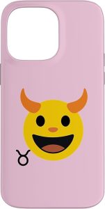 Taurus Zodiac Sign Emoticon Face Funny Astrology Birthday Case for iPhone 14 Pro Max - Taurus Phone Case for men