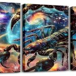 Scorpio Wall Art for Living Room,12 Constellations Zodiac Wall Decor for Bedroom Wall Decorations for Kitchen,Astrology Nebula Galaxy Wall Paintings Office Canvas Pictures,Set of 3 - Scorpio Canvas for men