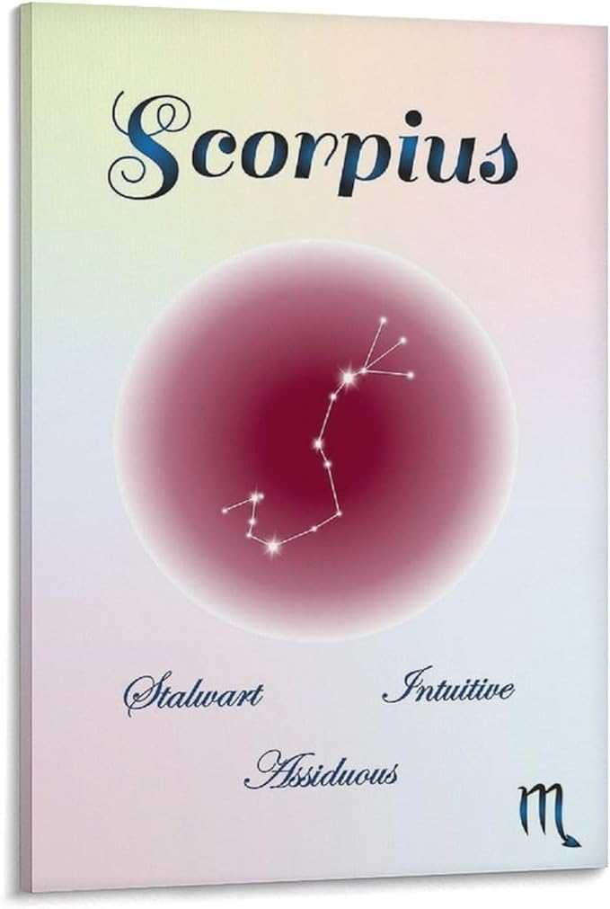 Scorpius Gradient Art , Scorpius Zodiac, Spiritual Celestial Astrology, Scorpius, Star Sign Gift, Quantum Aura Canvas Art Poster And Wall Art Picture Print Modern Family Bedroom Decor Posters Frame- - Scorpio Canvas for men