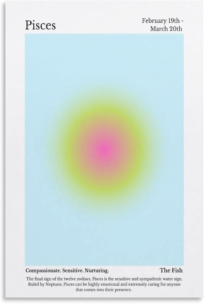 HEOVI Pisces Aura Canvas Art Poster And Wall Art Picture Print Modern Family Bedroom Decor Posters Unframe-style 12x18inch(30x45cm) - Pisces Canvas for men