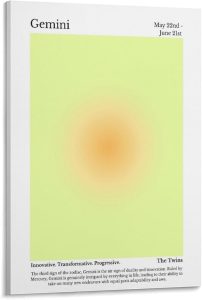 HEOVI Gemini Aura Art Wall Decoration Poster Family Bar Restaurant Garage Cafe Art Sign Gift Frame-style 12x18inch(30x45cm) - Gemini Canvas for men