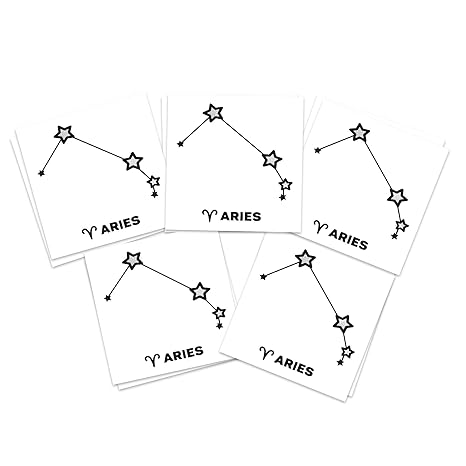 Astrology Temporary Tattoos/Select from Constellations or Zodiac Signs/Choose your Birth Sign (Aries Constellation 10pk) - Aries for men
