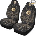 Moon Golden Decorative seat Covers for Cars for Driver Cool seat Covers Waterproof cubreasientos para carro Set of 2 - Aquarius Car Seat Cover for men