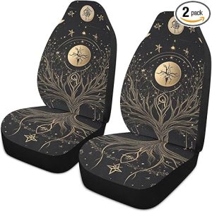 Moon Golden Decorative seat Covers for Cars for Driver Cool seat Covers Waterproof cubreasientos para carro Set of 2 - Aquarius Car Seat Cover for men
