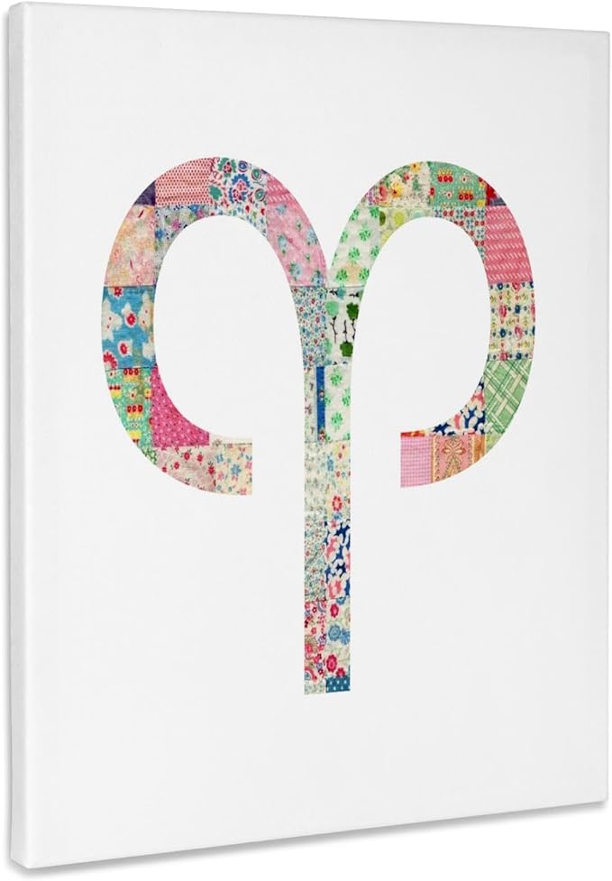 3dRose, Aries symbol in colorful girly pattern - Arien horoscope zodiac sign, Museum Grade Canvas Wrap 11x14 - Aries Canvas for men