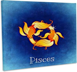 3dRose, Pisces Zodiac Sign, Museum Grade Canvas Wrap 14x11 - Pisces Canvas for men