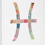 3dRose, Pisces colorful girly glyph symbol - pink pastel horoscope zodiac sign, Museum Grade Canvas Wrap 11x14 - Pisces Canvas for men