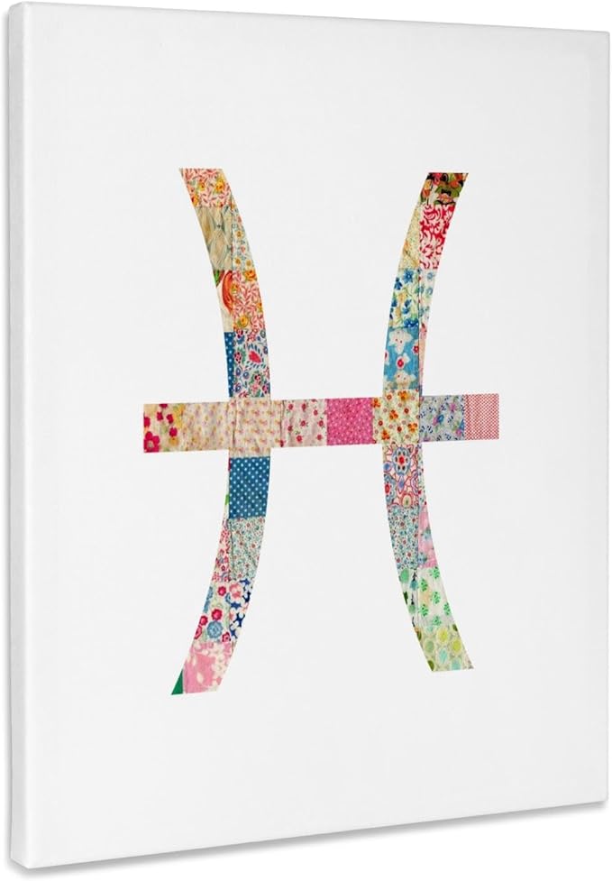 3dRose, Pisces colorful girly glyph symbol - pink pastel horoscope zodiac sign, Museum Grade Canvas Wrap 11x14 - Pisces Canvas for men