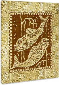 3dRose, Zodiacal Constellation Pisces, Gold and Brown Design, Museum Grade Canvas Wrap 11x14 - Pisces Canvas for men