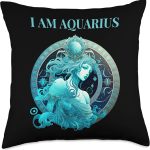 Zodiac Signs I am Aquarius the water carrier. Astrological Throw Pillow - Aquarius Pillow for men