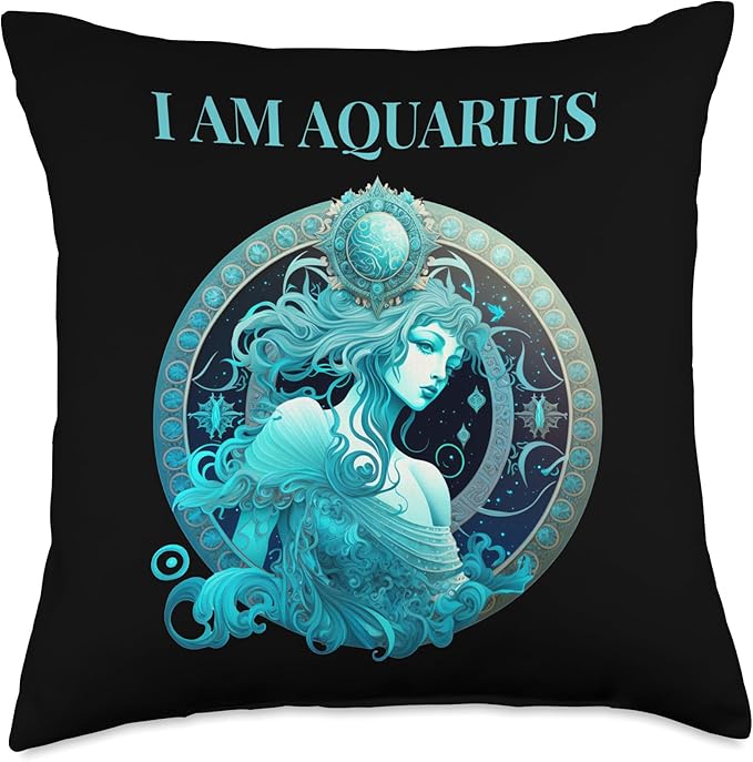 Zodiac Signs I am Aquarius the water carrier. Astrological Throw Pillow - Aquarius Pillow for men