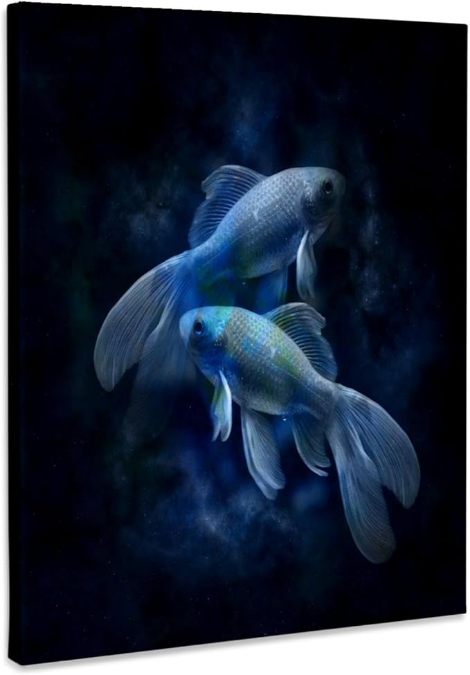 3dRose, Image of Blue Pisces Sign For February And March, Museum Grade Canvas Wrap 11x14 - Pisces Canvas for men