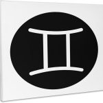 3dRose, Gemini, picture of Horoscope sign Gemini on black and white background, Museum Grade Canvas Wrap 10x8 - Gemini Canvas for men