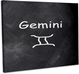 3dRose, Gemini Symbol Zodiac Sign Horoscope Chalkboard Design, Museum Grade Canvas Wrap 20x16 - Gemini Canvas for men