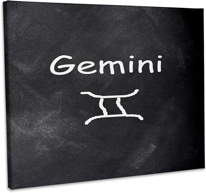 3dRose, Gemini Symbol Zodiac Sign Horoscope Chalkboard Design, Museum Grade Canvas Wrap 20x16 - Gemini Canvas for men