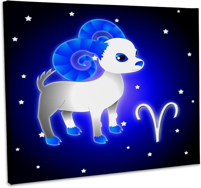 3dRose, Cute Astrology Aries Zodiac Sign Ram, Museum Grade Canvas Wrap 20x16 - Aries Canvas for men