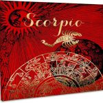 3dRose, Scorpio Symbol Astrology Wheel Zodiac Sign Horoscope, Museum Grade Canvas Wrap 14x11 - Scorpio Canvas for men