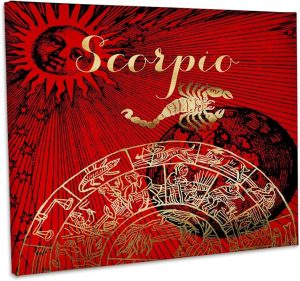 3dRose, Scorpio Symbol Astrology Wheel Zodiac Sign Horoscope, Museum Grade Canvas Wrap 14x11 - Scorpio Canvas for men
