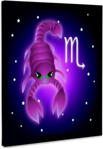 3dRose, Cute Astrology Scorpio Zodiac Sign Scorpion, Museum Grade Canvas Wrap 11x14 - Scorpio Canvas for men